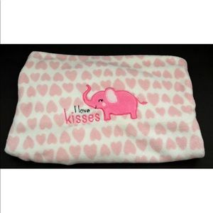 Just One You by Carters I Love Kisses Pink Elephant Hearts Fleece Baby Blanket